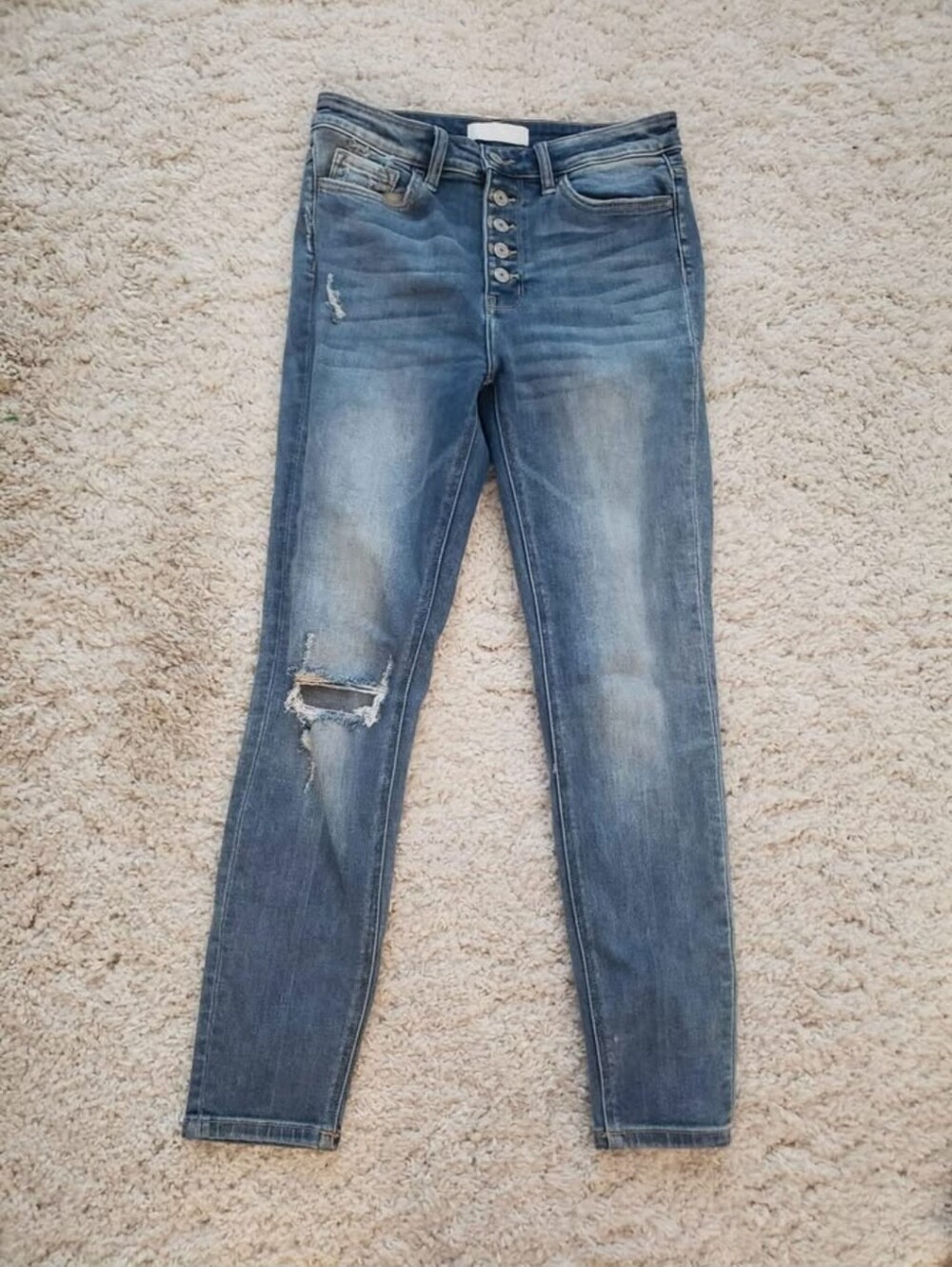 Skinny Distressed Women's Jeans in Faded Blue
